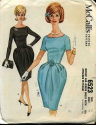 6523  McCalls  1962 LINED SS-LS PEG DRESS, ATTACHED PETTICOAT PATTERN 14